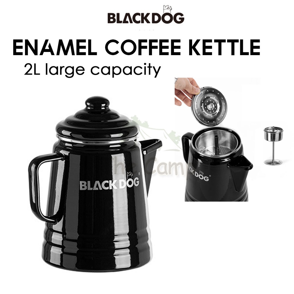 Blackdog Enamel Kettle 2L with Coffee Tray Stainless Steel Tea Jug
