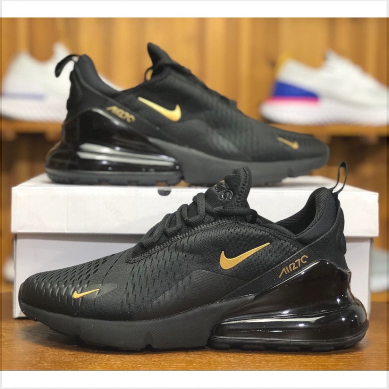 Air Max 270 black gold men and women running shoes air cushion