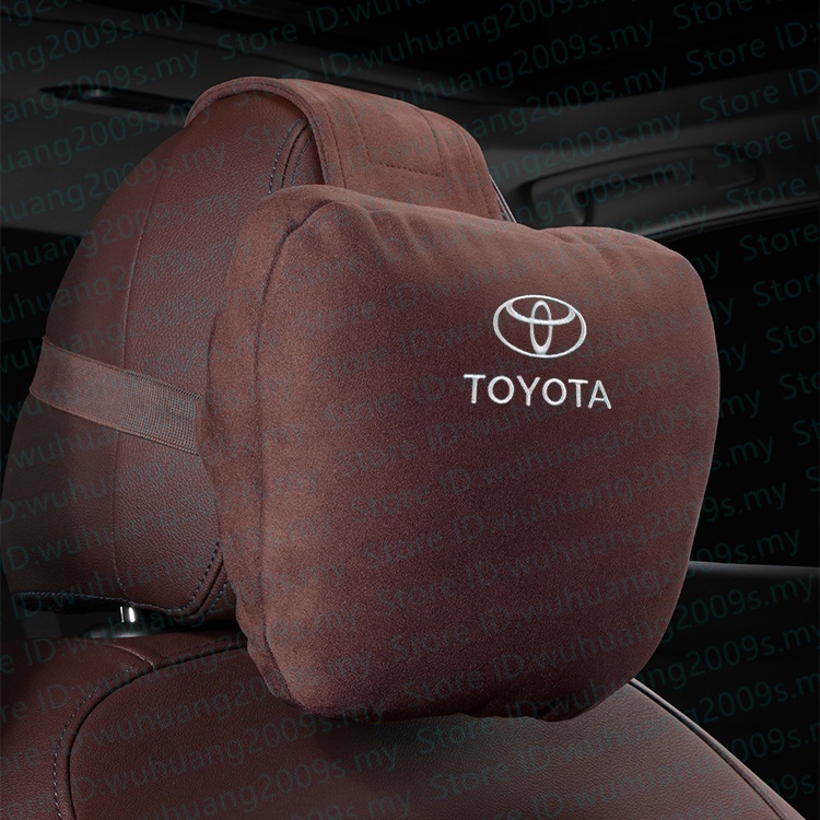 TOYOTA Headrest Lumbar Support Suede Neck Pillow Genuine Car Support