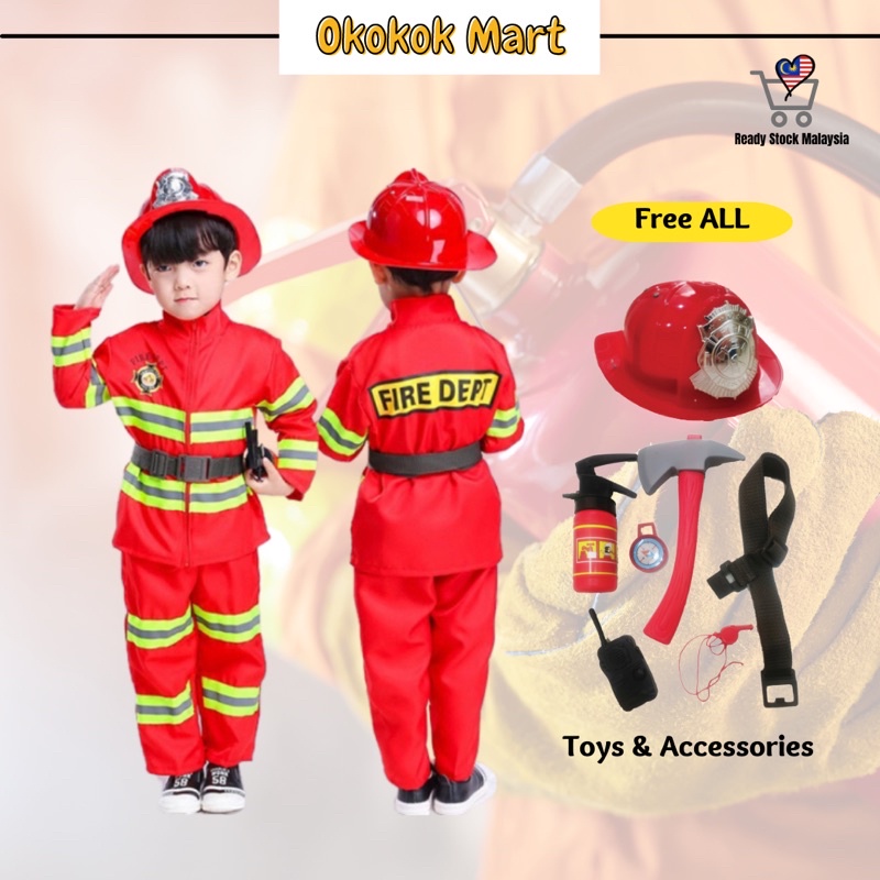 Costume Kids Cosplay Fireman Firefighter Toys For Kids Girls Boys Gift 