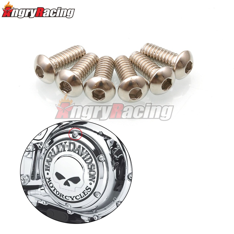 6XPCS Motorcycle Bolts Screw Derby Cover Bolt For Harley Touring Dyna