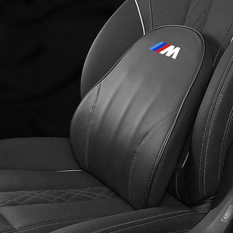 GTIOATO For BMW M Car Headrest Pillow Lumbar Pillow Leather Auto Pillow