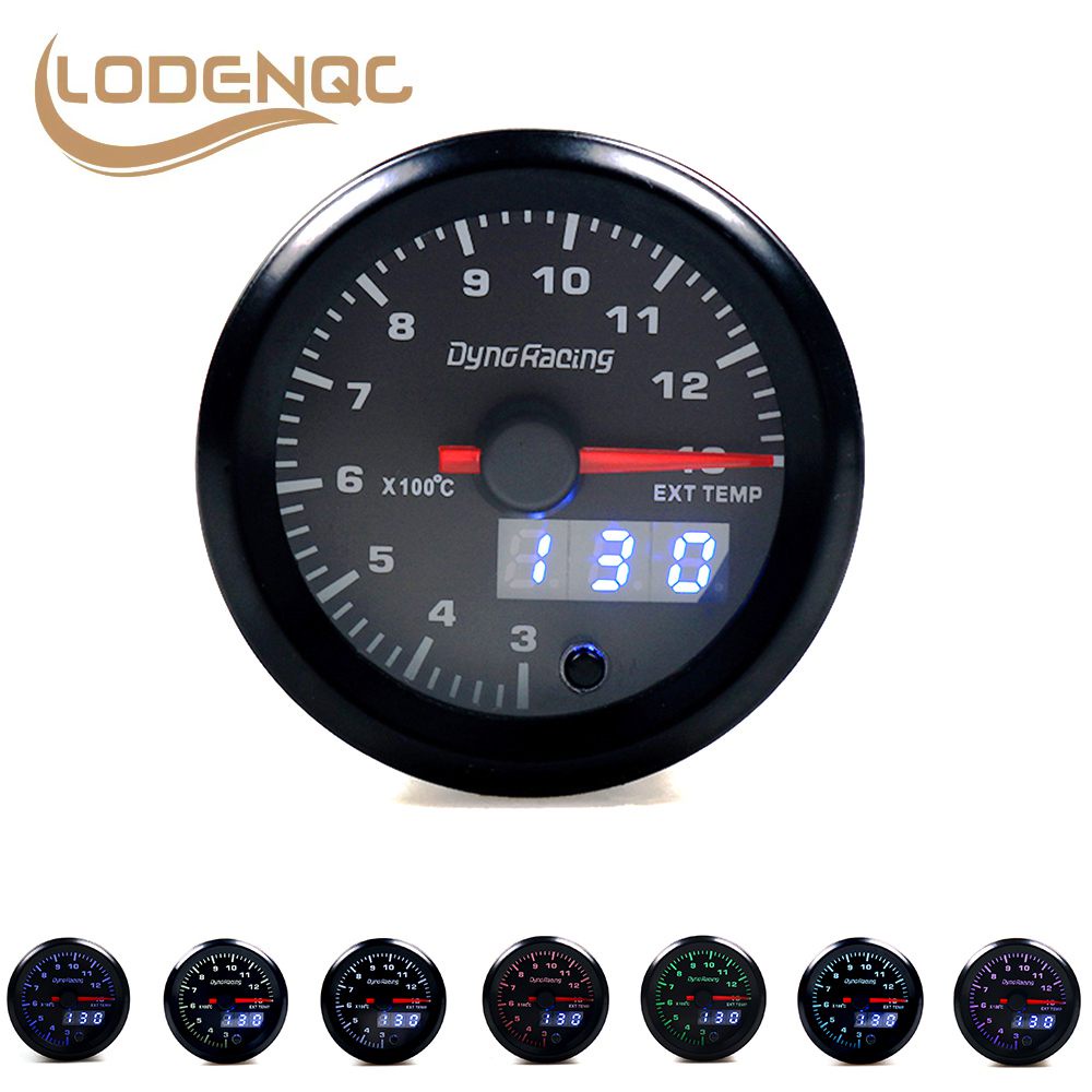 Lodenqc Car Meter Exhaust Gas Temp Gauge Dual Display 7 Colors Led 300