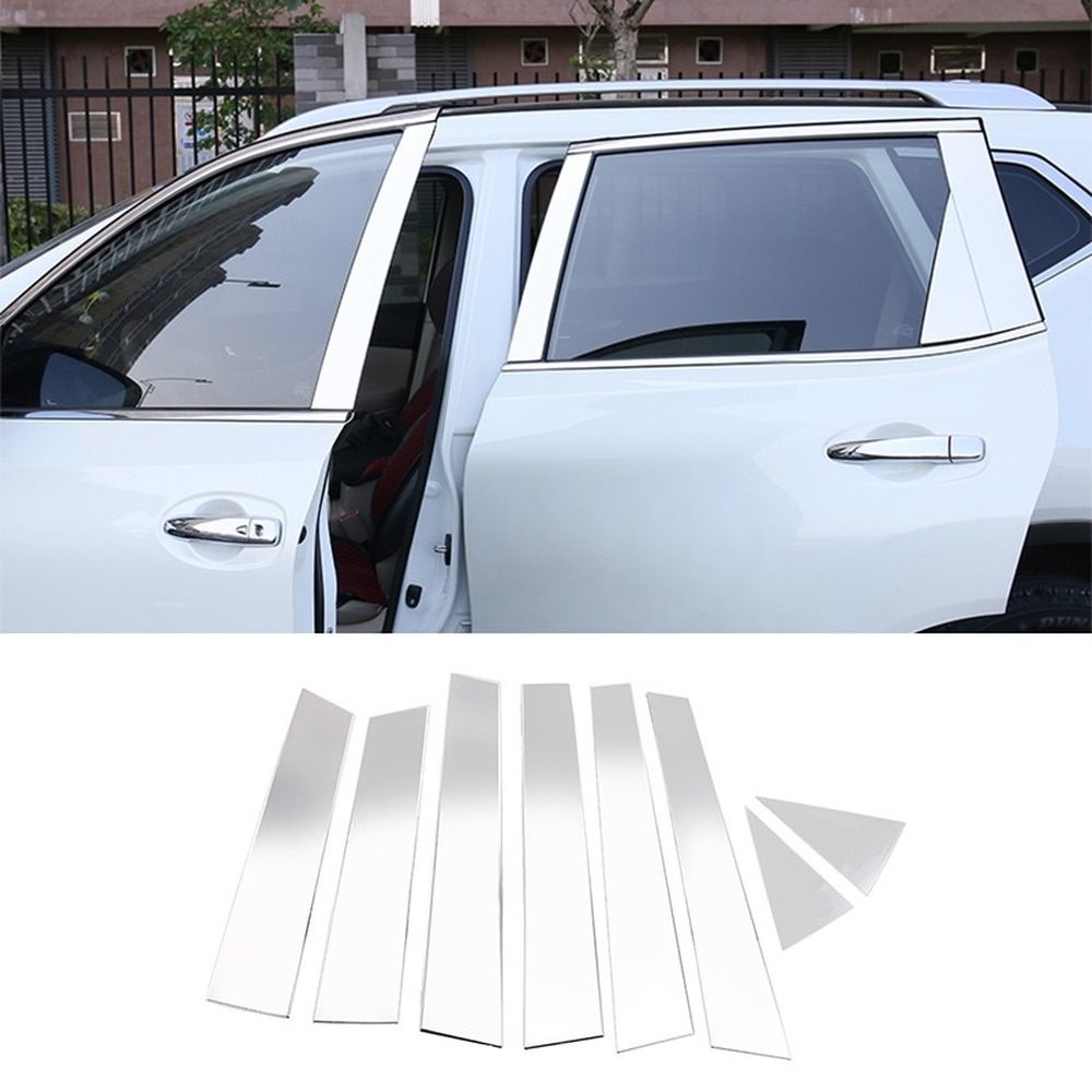8x Stainless Steel Chrome Glossy Car Door Window Center Column BC