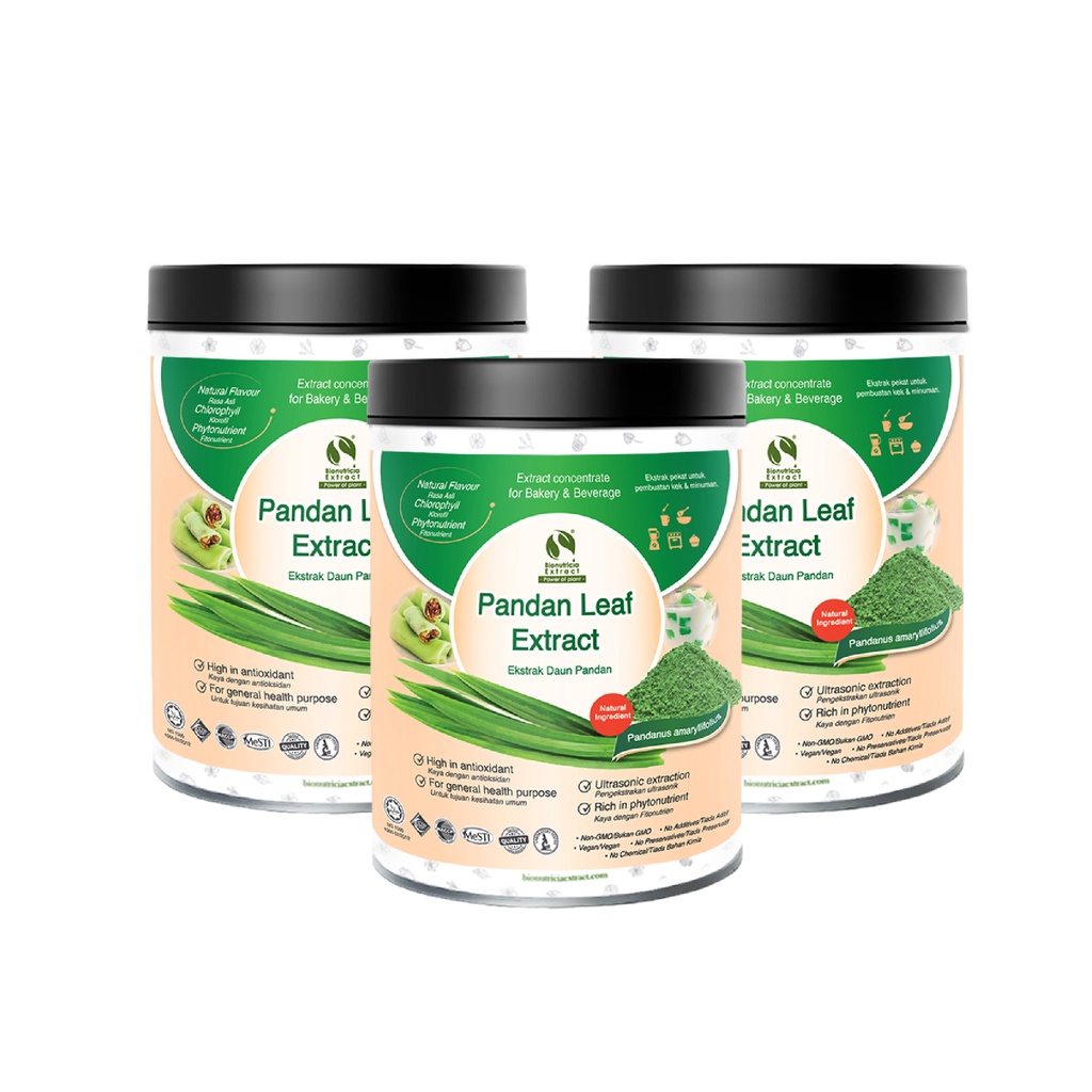 (3 x 200g) Pandan Leaf Extract Powder ,Asian Flavour ,Halal ,Vegan