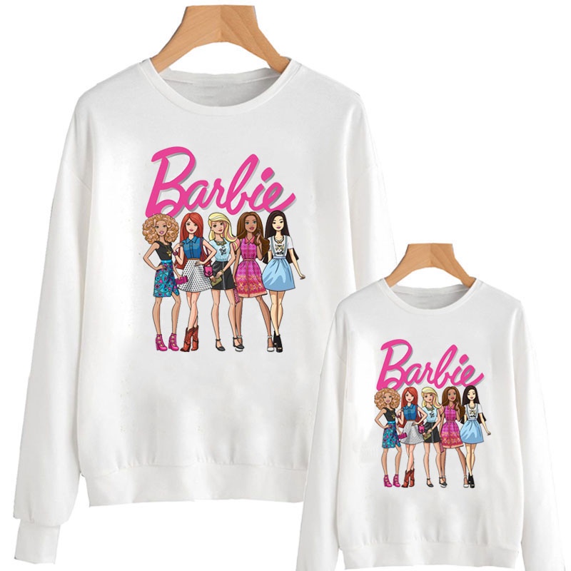 3-Piece Barbie Inspired Girls Casual Set – White Top, Pink and White Jacket & Bow Cargo Pants main image 1