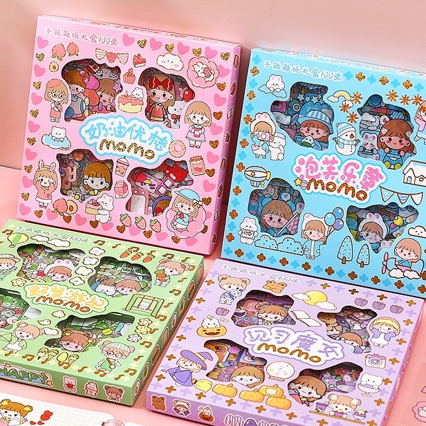 MOMO Sauce Transparent 100 Sheets Handbook Stickers Cute Cartoon ...