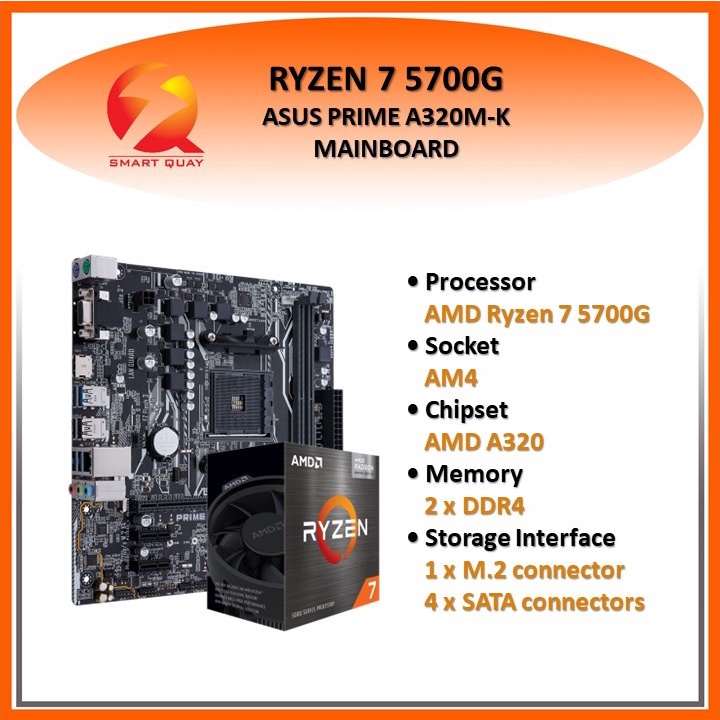 AMD RYZEN 7 5700G/ ASUS PRIME A320MK MAINBOARD Shopee Malaysia