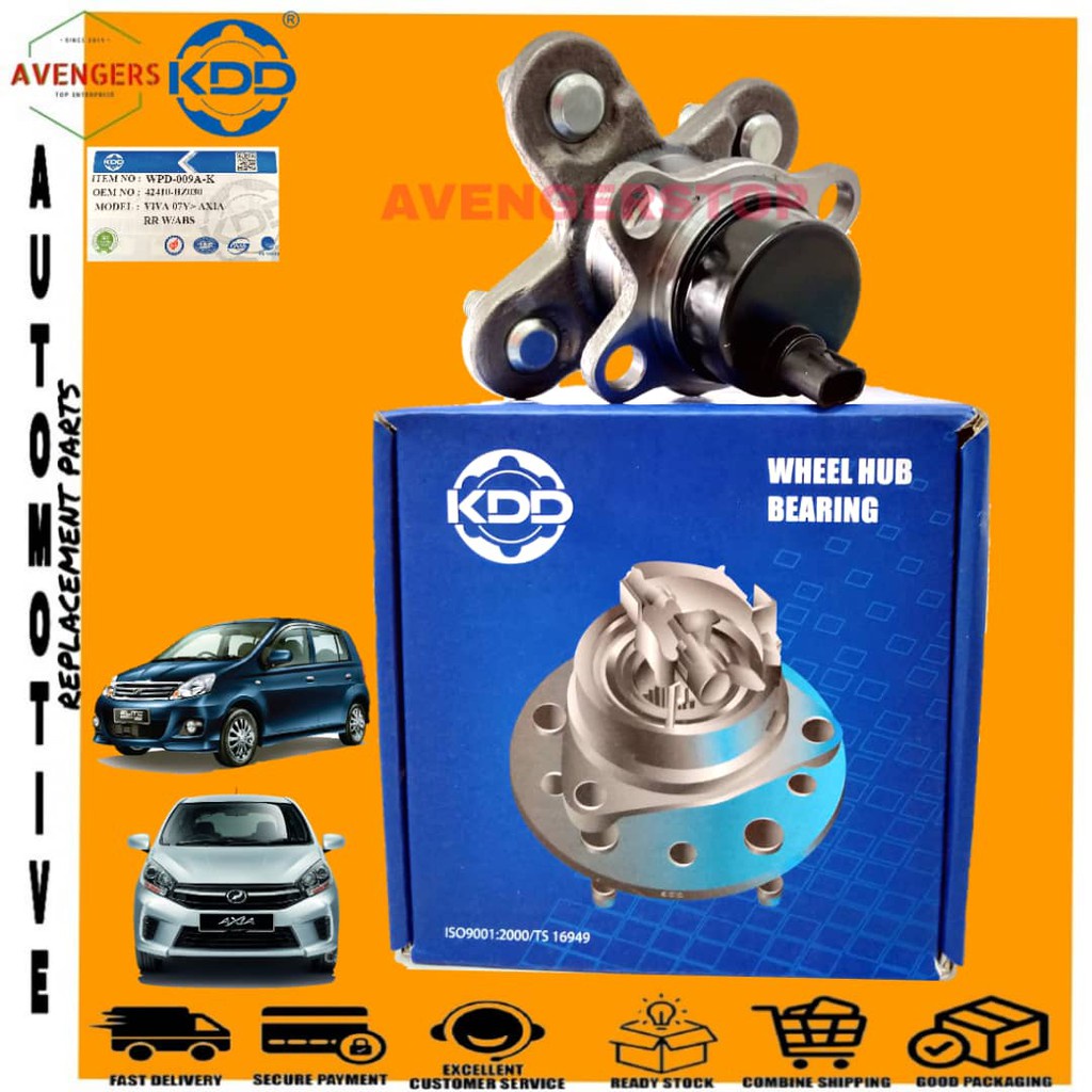 PERODUA VIVA AXIA 1.0 WITH ABS KDD REAR HUB WHEEL BEARING 100% ORIGINAL ...