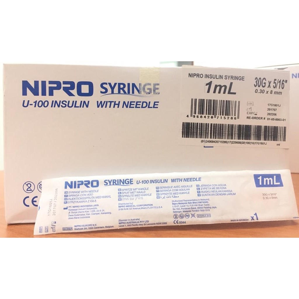 Nipro Syringe 1ml Insulin U100 W 30g X 516 8mm 100pcsbox Expiry 2026 Shopee Malaysia 