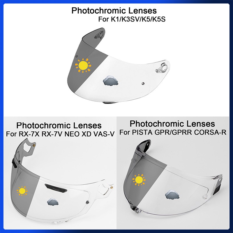 Photochromic Lenses Helmet Shield Lens for AGV K1 K3SV K5 K5S for AGV