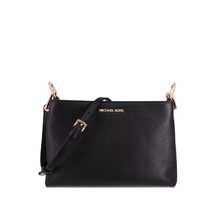 Michael Kors Trisha Medium Pebbled Leather Crossbody Bag Black