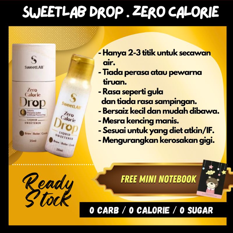 Sweetlab Drop Zero Calorie Liquid Sweetener 25ml Keto Friendly Orginal