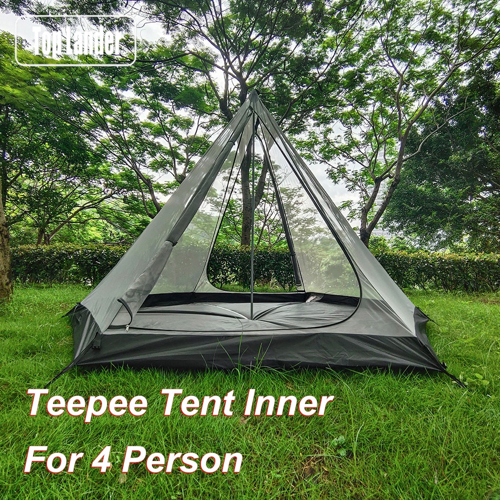 Ultralight Teepee Camping Mesh Tent Inner 4 Person With Poles Family