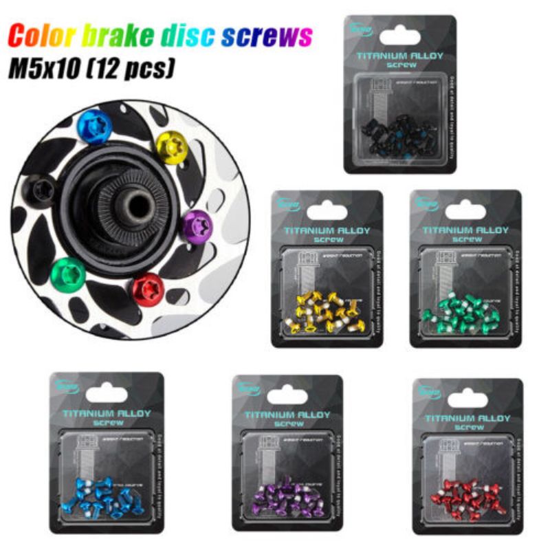 Bicycle 12pcs M5x10 MTB Disc Brake Rotor Fixing Screw T25 Rainbow Steel ...