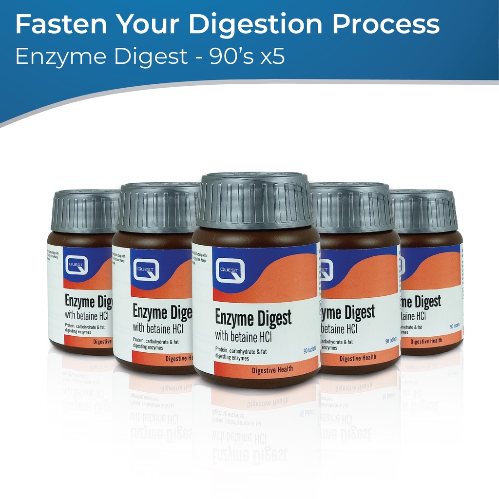5x Quest Enzyme Digest 90's Digestive Wellness Vegan FormulaSoothes stomach cramps, release
