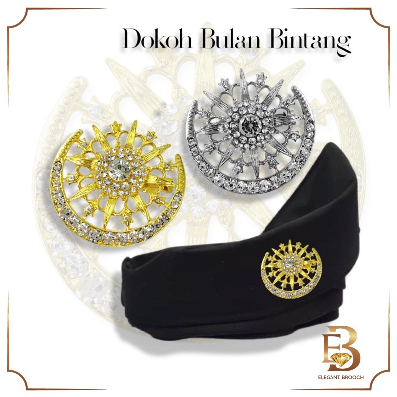 Elegant Brooch 1pc [FREE BOX] Eksklusif Dokoh Songkok Bulan Bintang