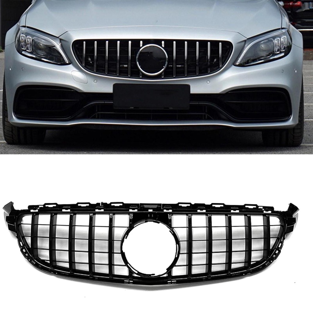 Car Front Bumper w/ Camera Hole Replacement Upper Grille Grill Mesh ...