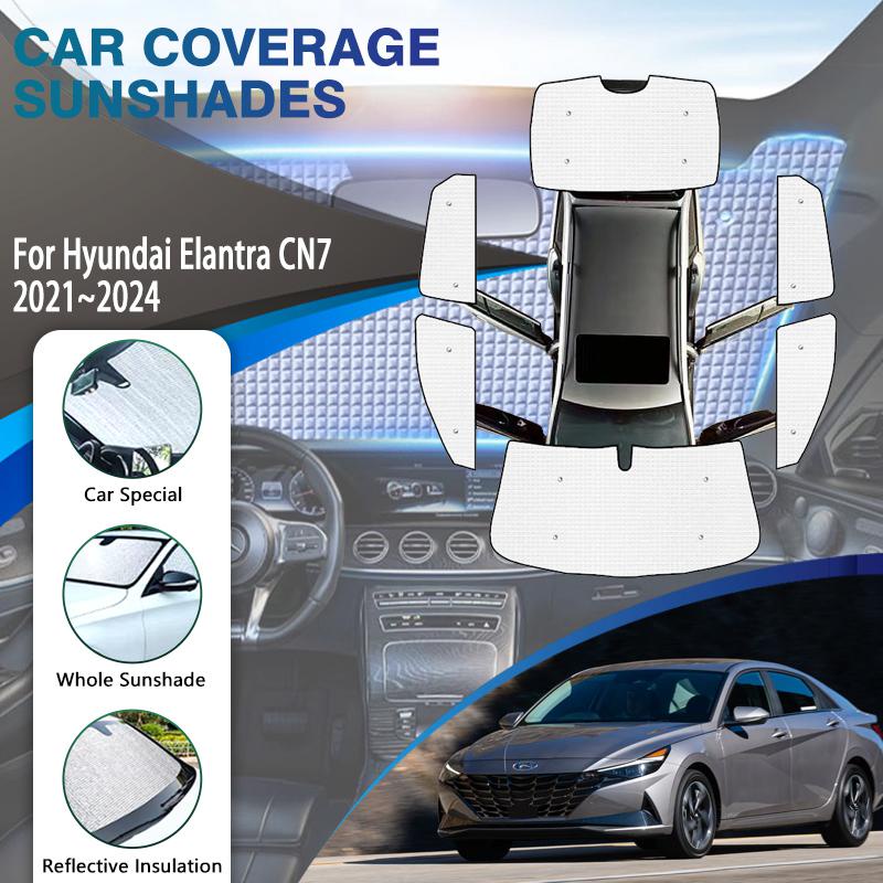 Full Cover Sunshades For Hyundai Elantra Avante i30 Sedan CN7 2021 2022