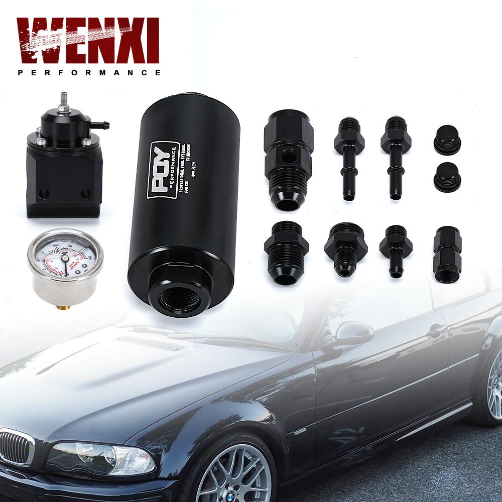 Fuel Pressure Regulator and Fuel Filter Kit Stainless Oil Gauge with