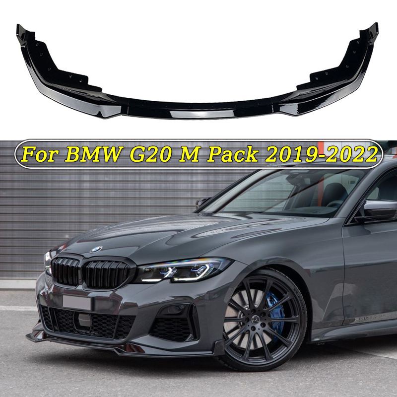Auto Voorspoiler voor BMW Série 3 G20 M-Pack 330d 318i 330e 330i 320i M340i xDrive 2019-2022,Krasbestendige Auto Voorbumper Lip Splitter Voorbumperbeschermer Body Kit, A/Black