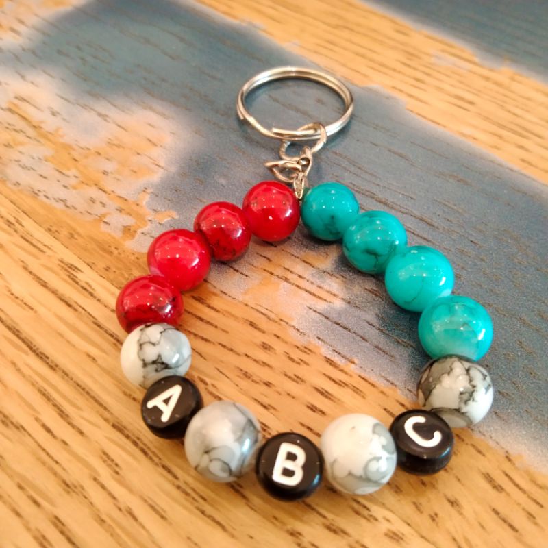 Letter on sale bead keychain