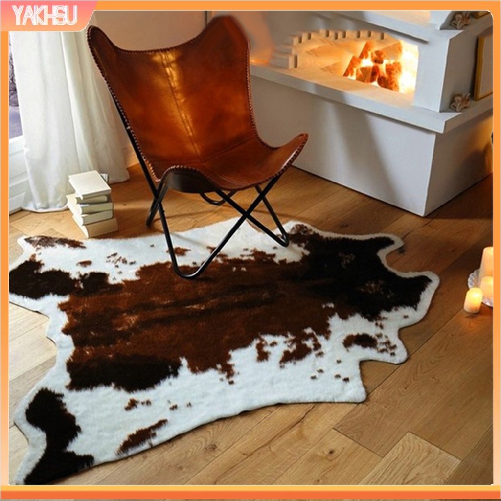 (yakhsu) Cow Animal Print Home Decor Carpet Chair Throw Rug Anti-slip ...