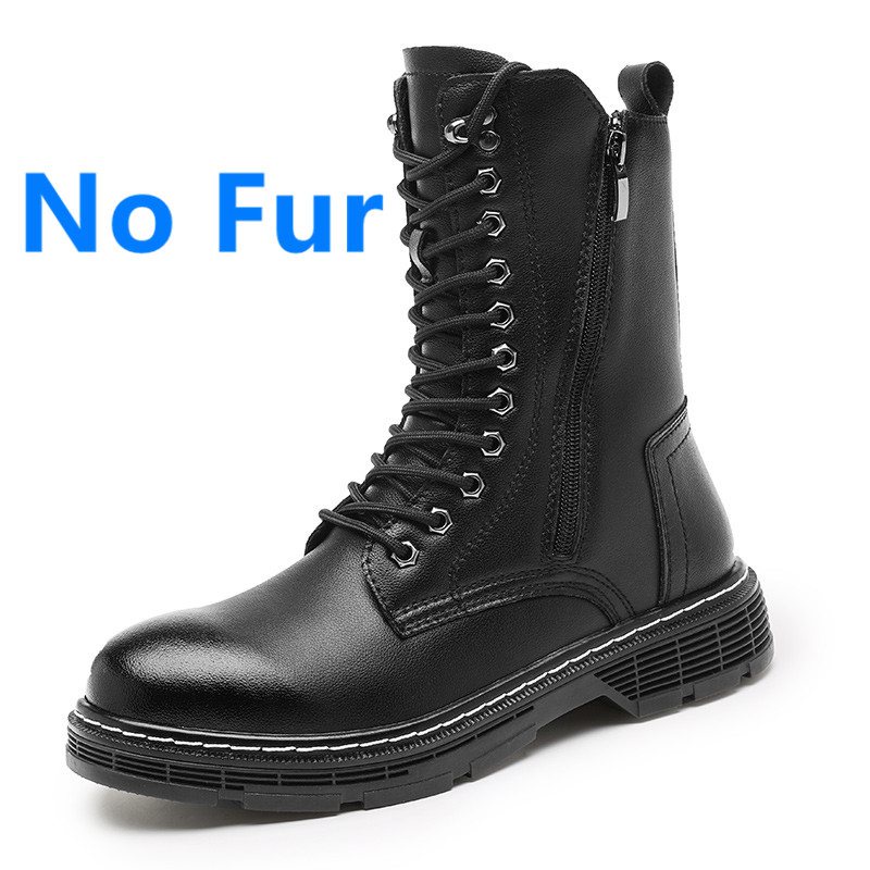 Get 7 coupon gift ipper High Ankle Boots Men Casual Footwear Punk Leather Boots for Men Winter Fur Warm Stylish Men Mot Shopee Malaysia