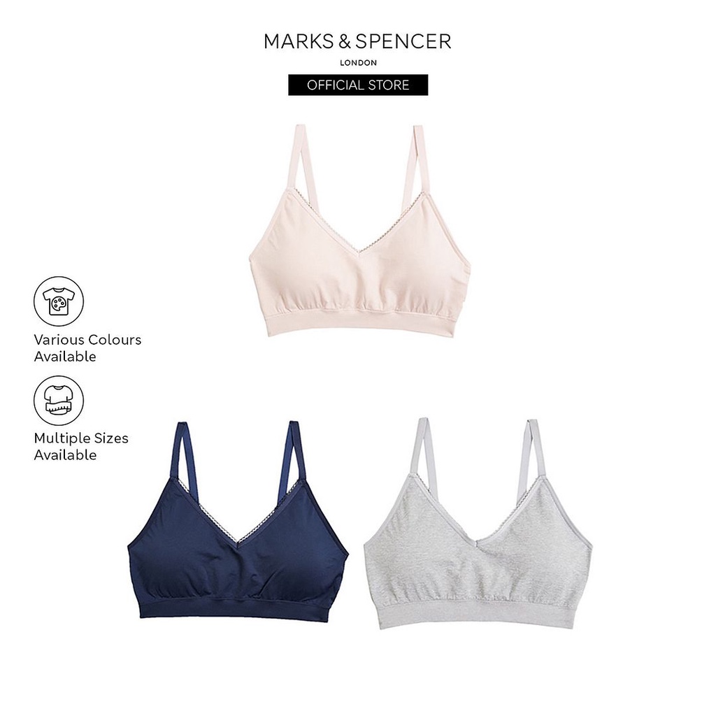 M&S 3pk Seamless Non Wired Bralettes - T33/7029