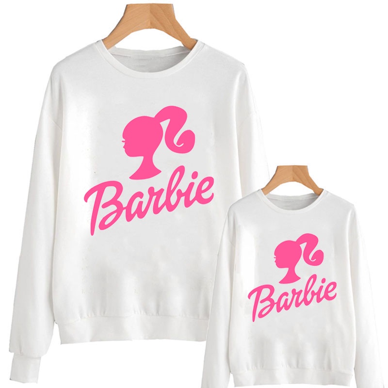 Fashion Barbie Print Sweatshirts Mother Mom Mama Daughter Family Matching Clothes Lovely Pink white Spring Autumn Winter Pullovers Cute Family Set Streetwear Shopee Malaysia