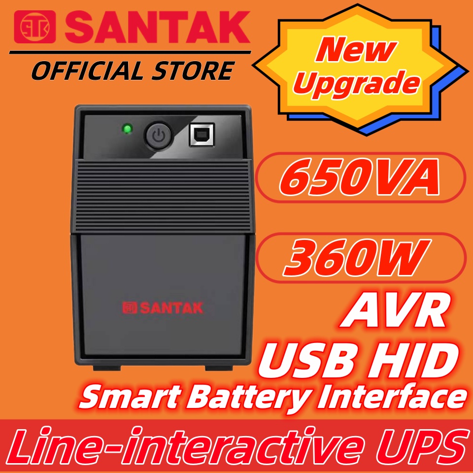 SANTAK 650VA / 360W UPS Power Backup Battery with AVR For Computer