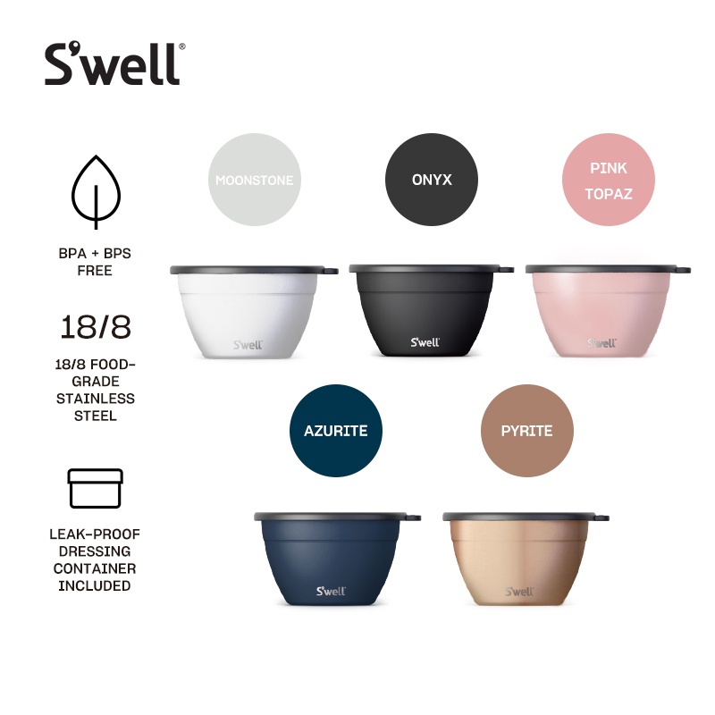 Swell 18/8 Stainless Steel Triple Layered Lid Salad Bowl Kit with ...