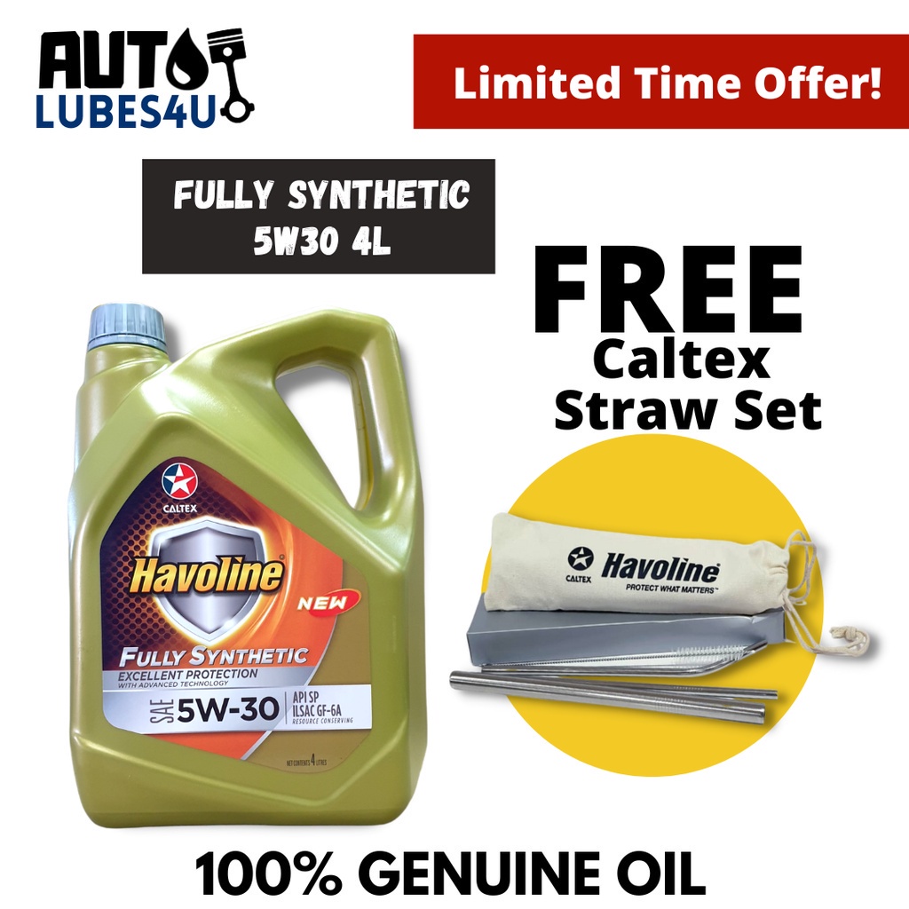 Caltex Havoline Fully Synthetic 5W30 4L (FOC Straw Set) Caltex Car