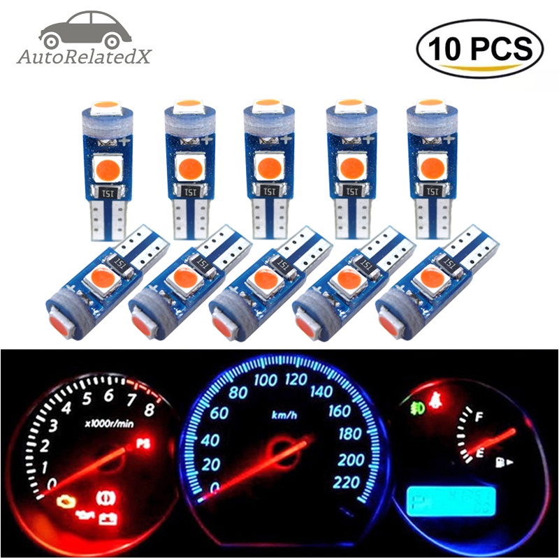 10pcs T5 Led Bulb Car Interior Dashboard Lights Warming Indicator For