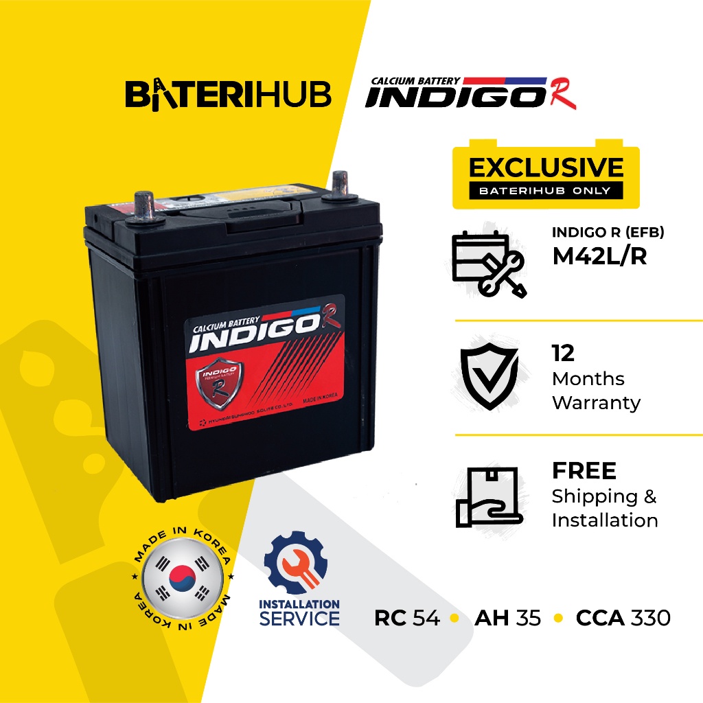 [Installation Provided] M42 L/R Indigo Racing EFB | Car Battery Stop Start Car Battery Myvi Bezza B2
