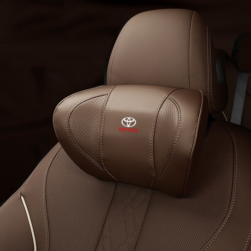 GTIOATO Car Headrest Pillow Leather Neck Pillow Car Lumbar Back Support