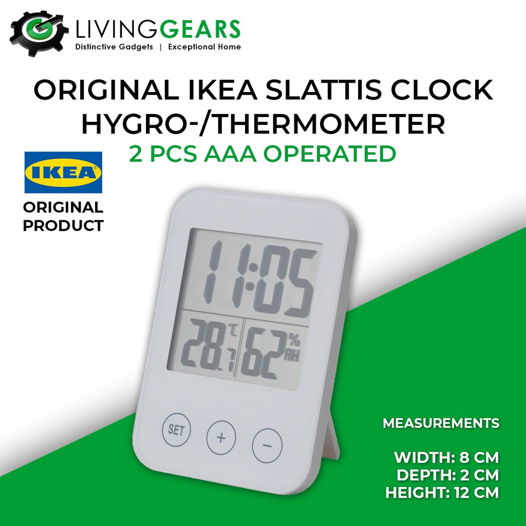 IKEA SLATTIS Clock with hygro/thermometer (white) Shopee Malaysia