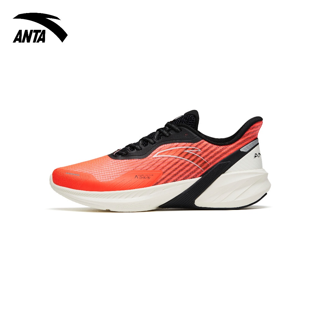 ANTA Men A-SHOCK Running Shoes-Fluorescent Bright Crimson/Black/Ivory ...