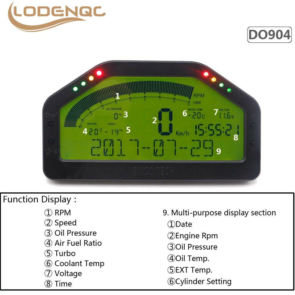 9 In1 DO904 Multi-function Full Sensor Led Digital Race Car Digital ...