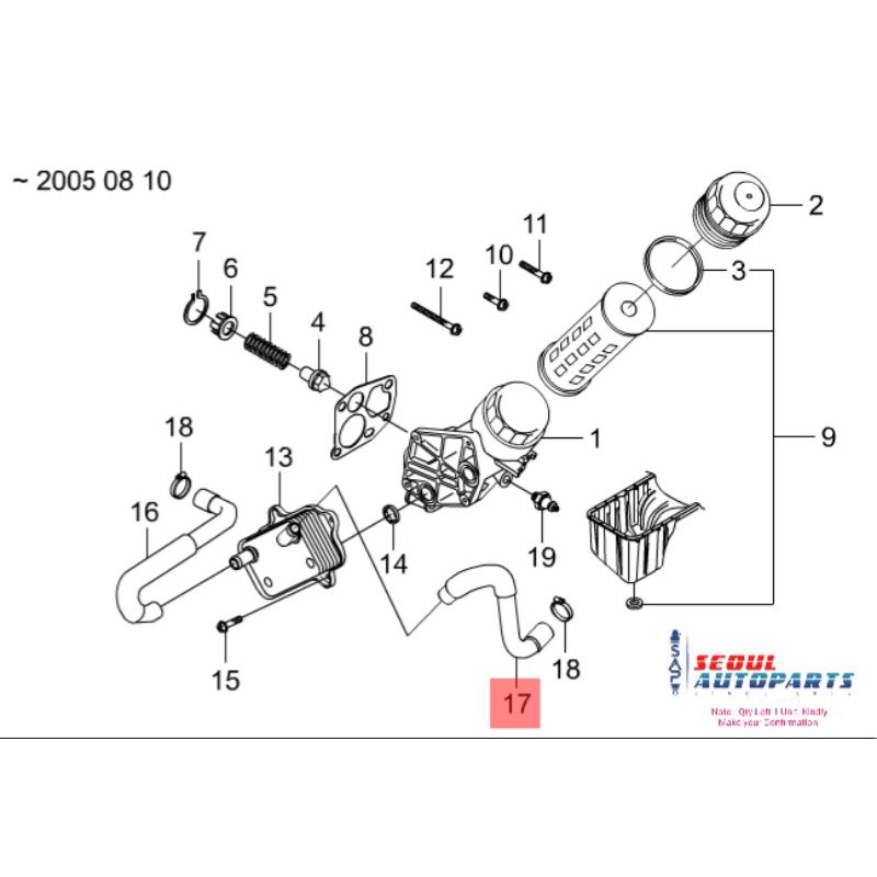 HOSE - OIL COOLER = Ssangyong Rexton 2.7 / Stavic 2.7 / Kryon 2.0 ...
