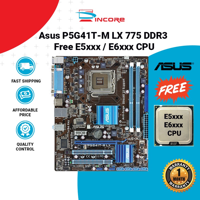 Asus / Gigabyte G41 DDR3 P5G41TM LX G41MTS2 Socket 775 Intel