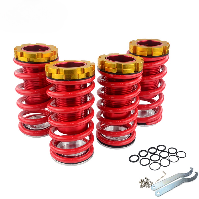 Lowering Scaled Adjustable Suspension Coilover Red Springs For 88-00 ...