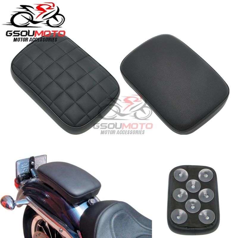 Motorcycle Passenger Rear Seat Pad Leather Pillion Cushion Suction Caps