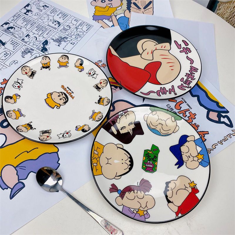 Plate Cartoon Crayon Shin-Chan Ceramic Rice Bowl Plate Children ...