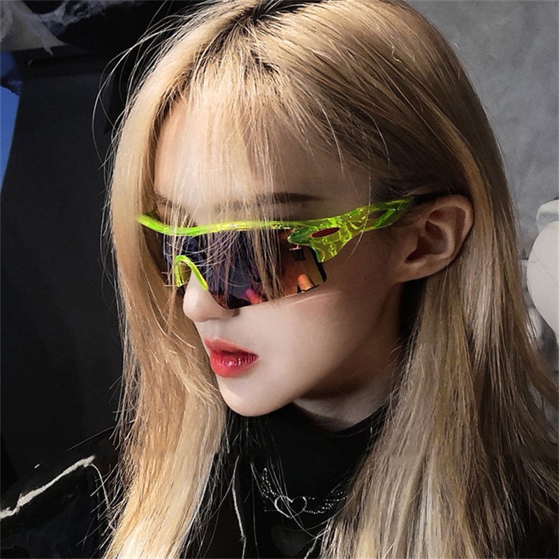 Y2k laser future technology cool one-piece sunglasses Cyberpunk men and ...