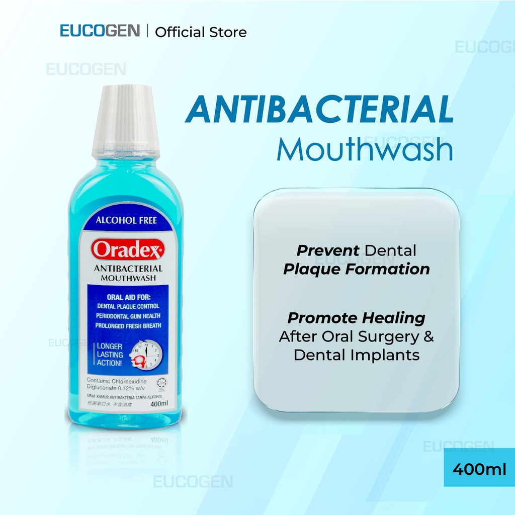 [EXP 1/26] Oradex Antibacterial Mouthwash Mint 400ml, Alcohol Free