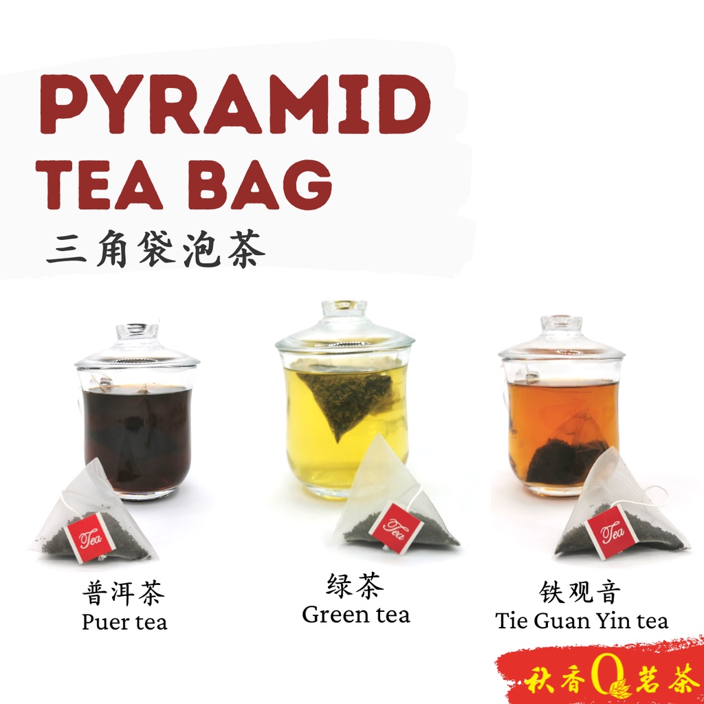 Pyramid Tea Bag 三角袋泡茶｜茶袋 (30 packs x 3g)｜(Green tea/ 绿茶｜Puer Tea/ 普洱茶 ...