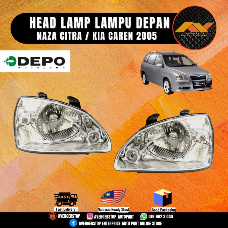 FASTLINK NAZA CITRA KIA CARENS HEAD LAMP LAMPU BESAR DEPAN ORIGINAL