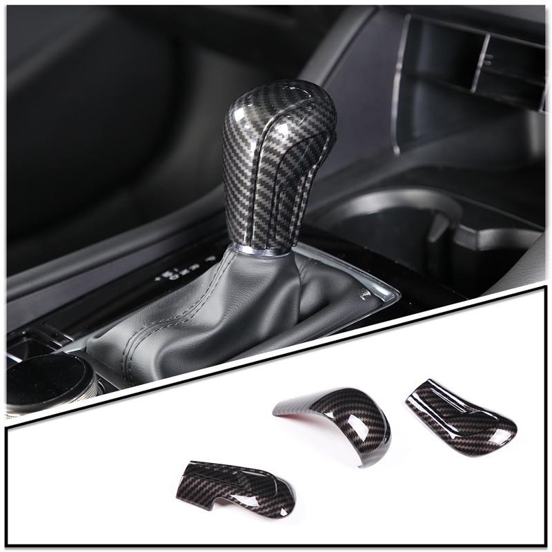 Carbon Fiber Style Car Gear Head Shift Knob Handle Cover Trim Sticker ...