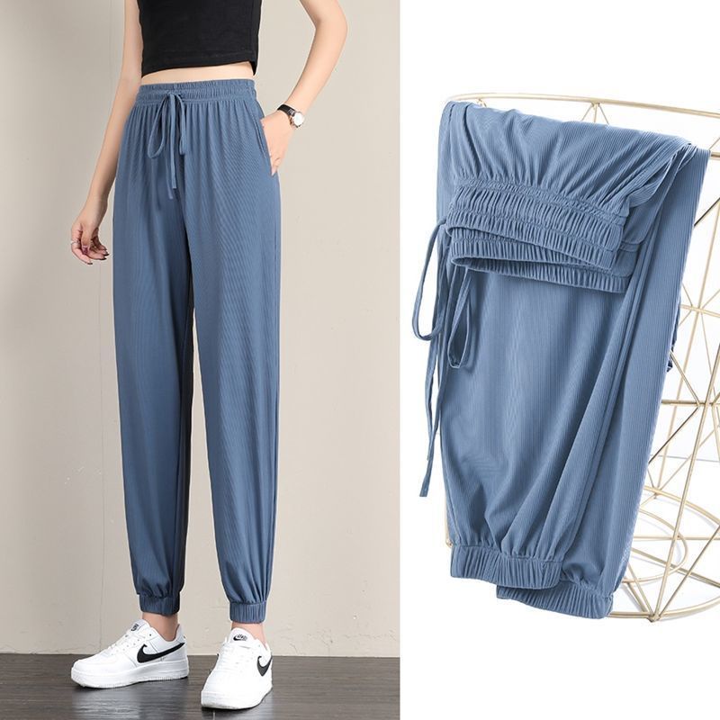 Spring Summer New Style Ice Silk Sports Pants Women LooseFitting